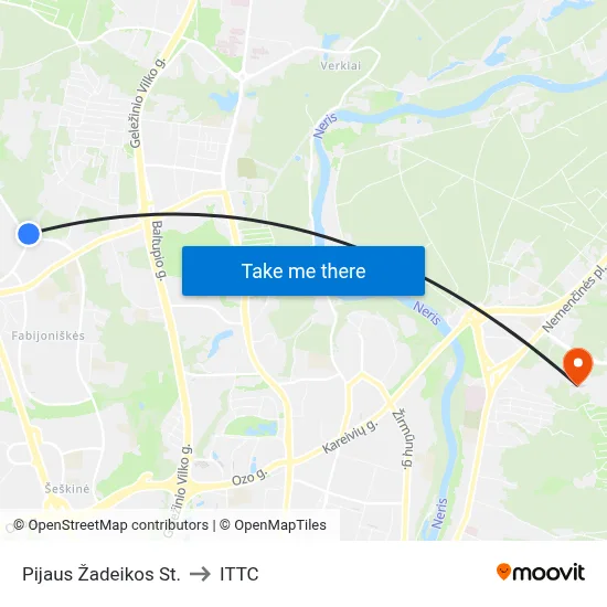Pijaus Žadeikos St. to ITTC map