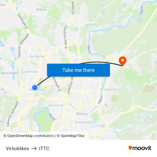 Viršuliškės to ITTC map
