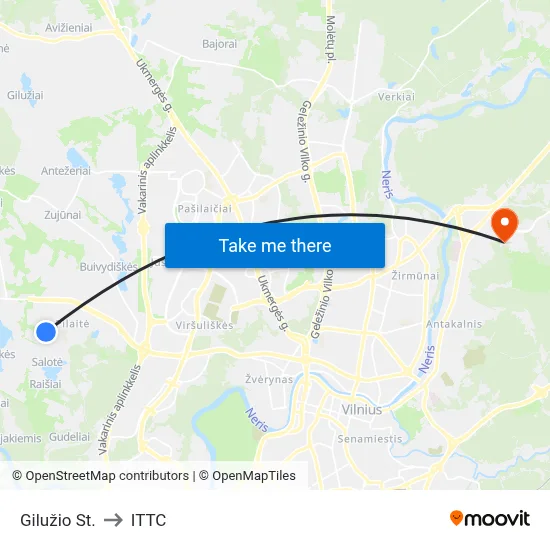 Gilužio St. to ITTC map