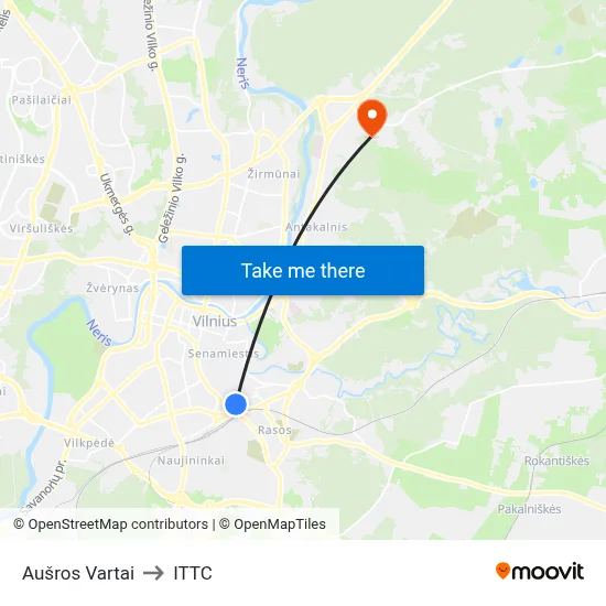 Aušros Vartai to ITTC map
