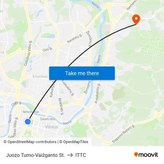 Juozo Tumo-Vaižganto St. to ITTC map