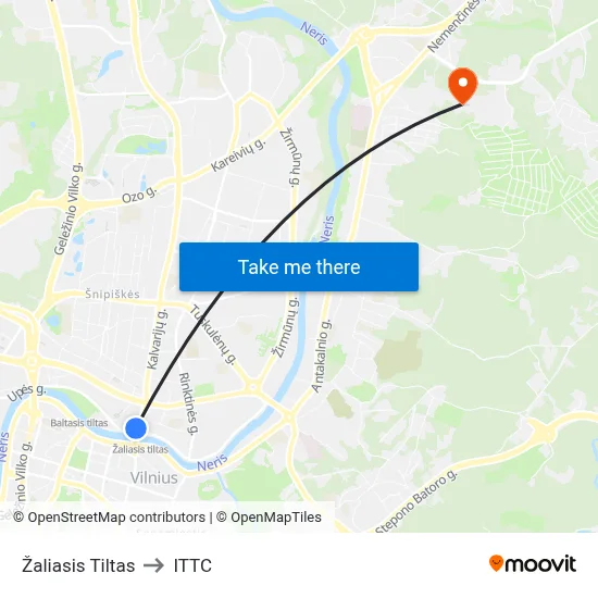 Žaliasis Tiltas to ITTC map