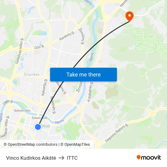 Vinco Kudirkos Aikštė to ITTC map