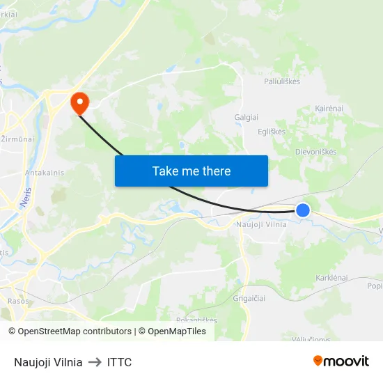 Naujoji Vilnia to ITTC map