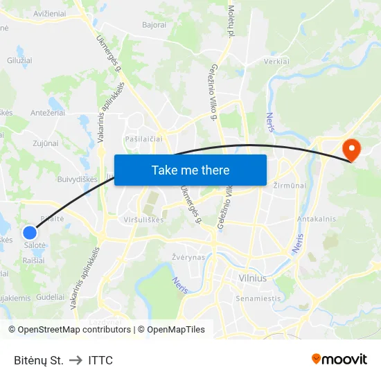 Bitėnų St. to ITTC map