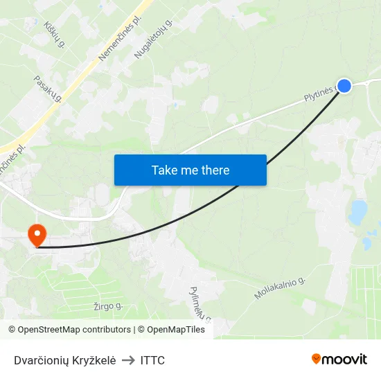 Dvarčionių Kryžkelė to ITTC map
