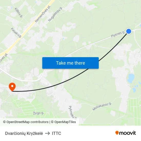 Dvarčionių Kryžkelė to ITTC map