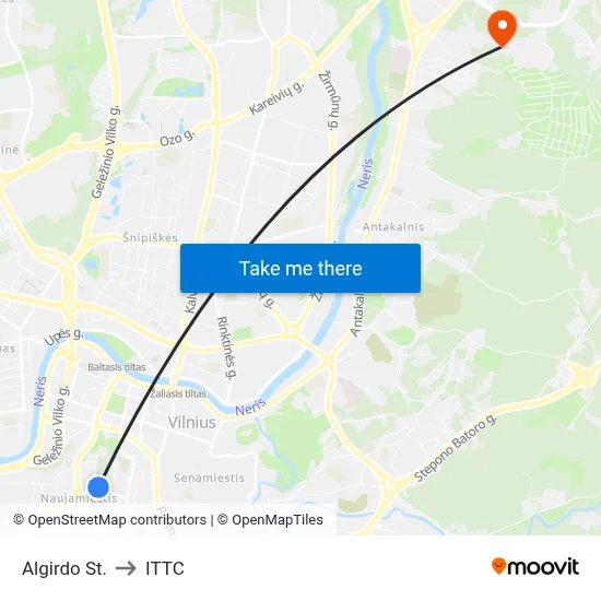 Algirdo St. to ITTC map