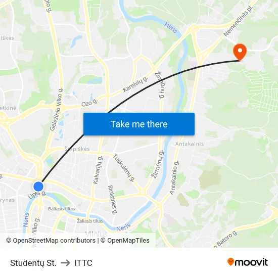 Studentų St. to ITTC map