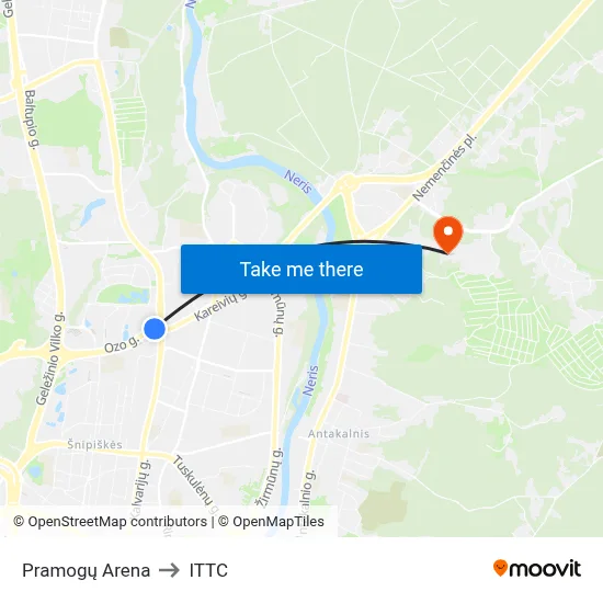 Pramogų Arena to ITTC map