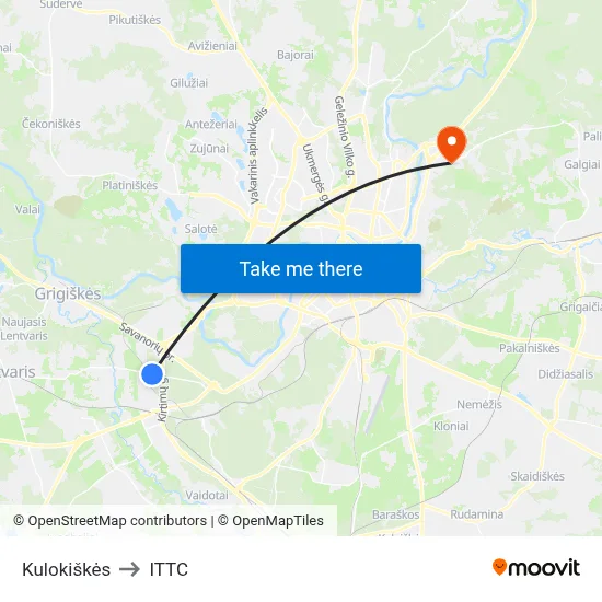 Kulokiškės to ITTC map