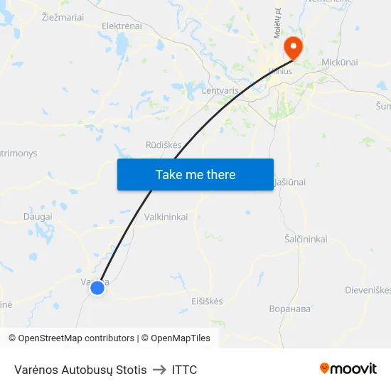 Varėnos Autobusų Stotis to ITTC map