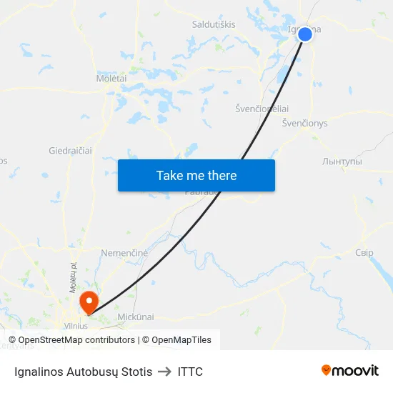 Ignalinos Autobusų Stotis to ITTC map