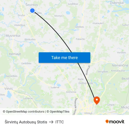 Širvintų Autobusų Stotis to ITTC map