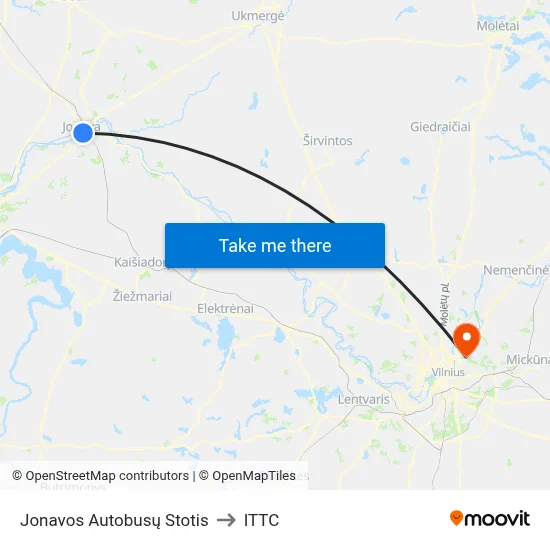 Jonavos Autobusų Stotis to ITTC map