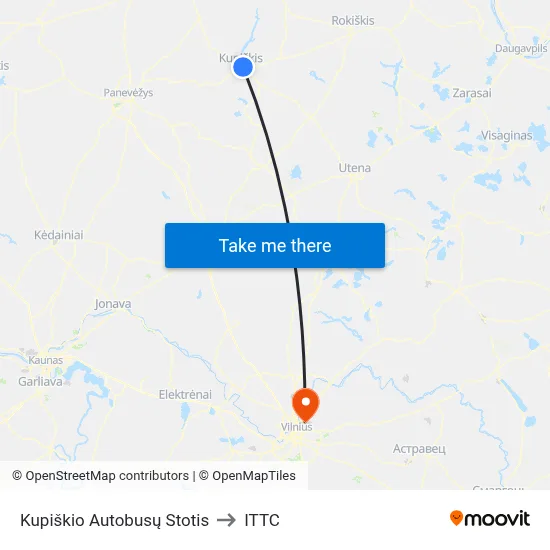 Kupiškio Autobusų Stotis to ITTC map