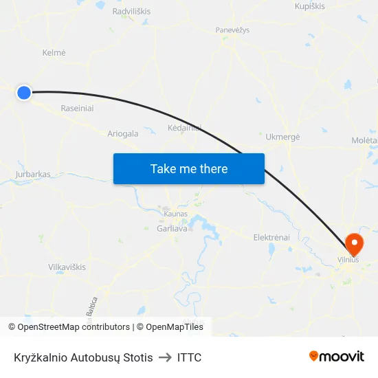 Kryžkalnio Autobusų Stotis to ITTC map