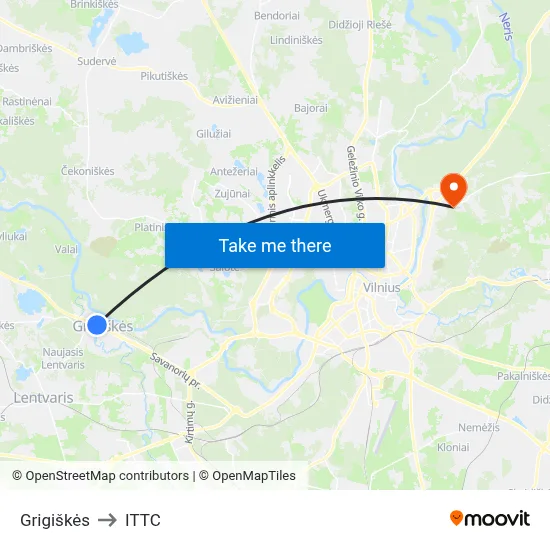 Grigiškės to ITTC map
