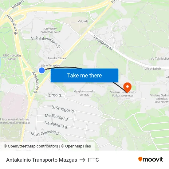 Antakalnio Transporto Mazgas to ITTC map