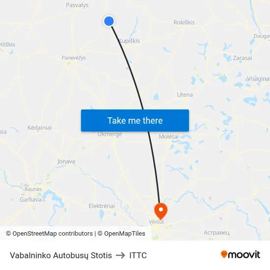 Vabalninko Autobusų Stotis to ITTC map
