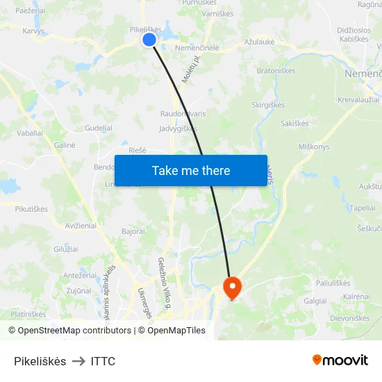 Pikeliškės to ITTC map