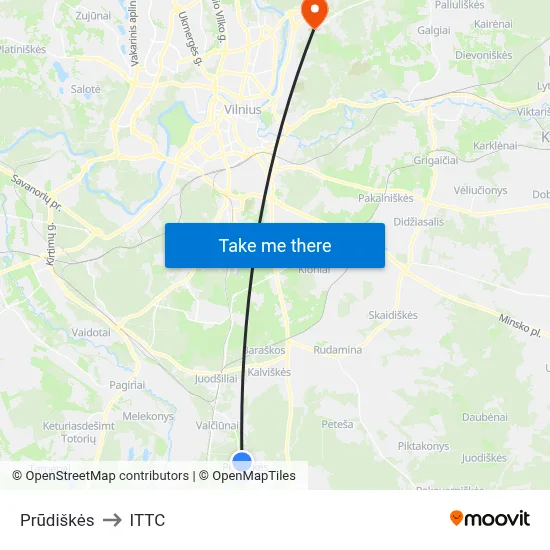 Prūdiškės to ITTC map