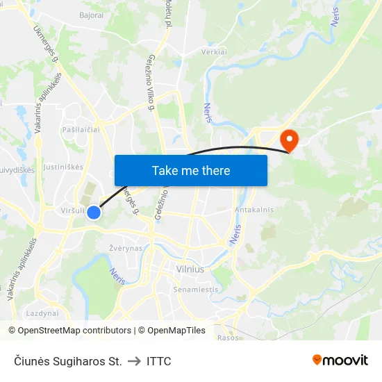 Čiunės Sugiharos St. to ITTC map