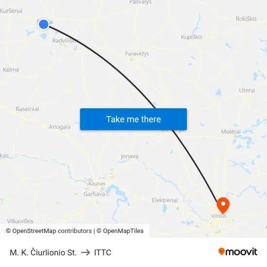 M. K. Čiurlionio St. to ITTC map