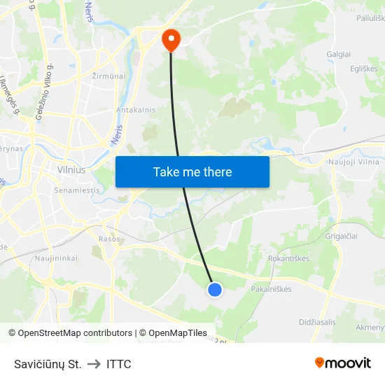 Savičiūnų St. to ITTC map