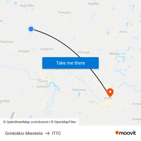 Grinkiškio Miestelis to ITTC map