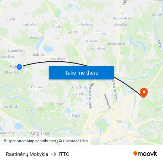 Rastinėnų Mokykla to ITTC map