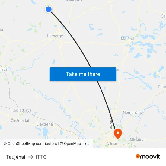 Taujėnai to ITTC map