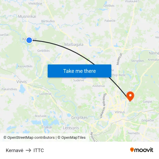Kernavė to ITTC map