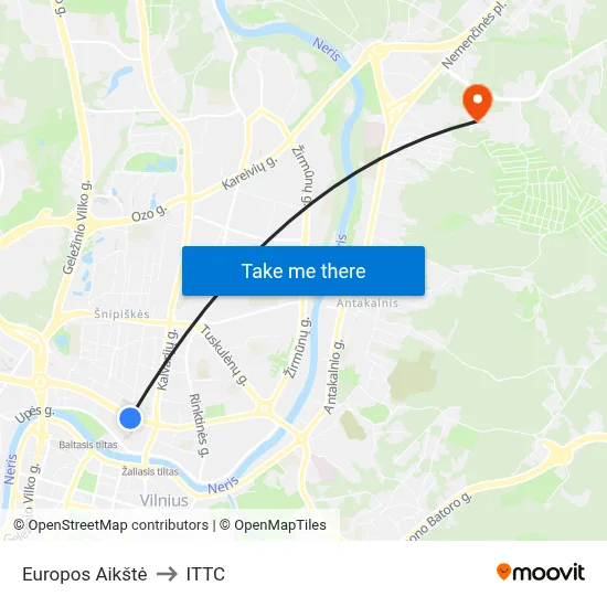 Europos Aikštė to ITTC map