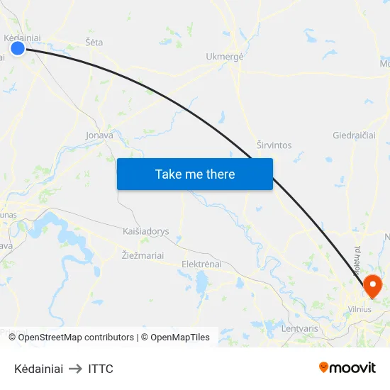 Kėdainiai to ITTC map
