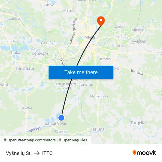 Vyšnelių St. to ITTC map