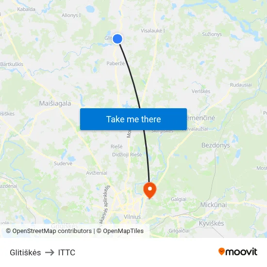 Glitiškės to ITTC map
