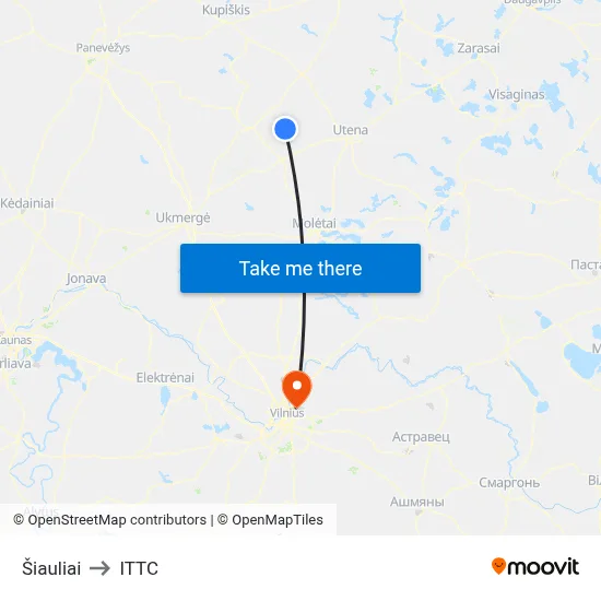 Šiauliai to ITTC map