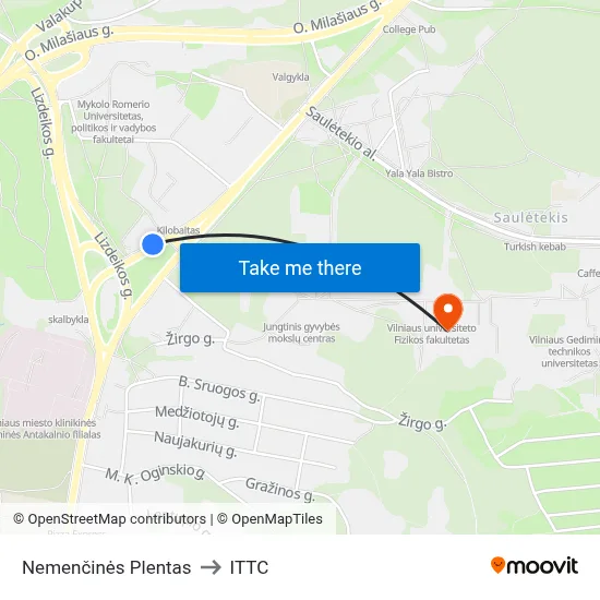 Nemenčinės Plentas to ITTC map