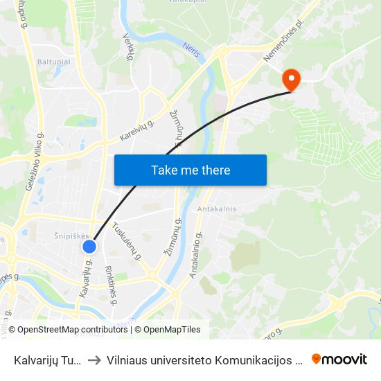 Kalvarijų Turgus to Vilniaus universiteto Komunikacijos fakultetas map