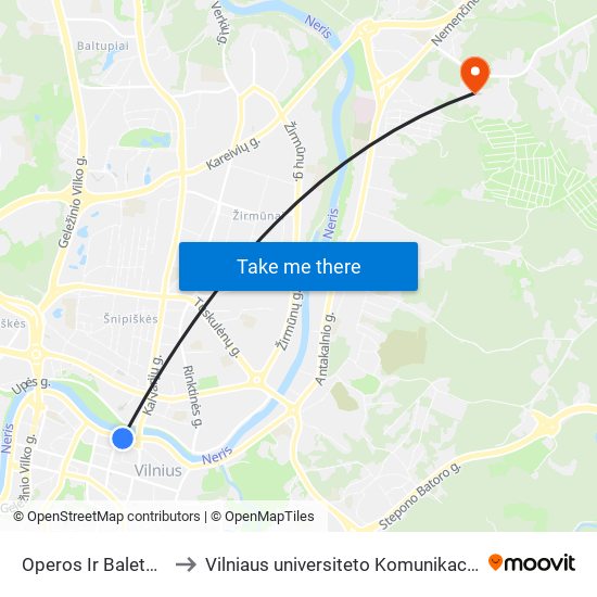 Operos Ir Baleto Teatras to Vilniaus universiteto Komunikacijos fakultetas map