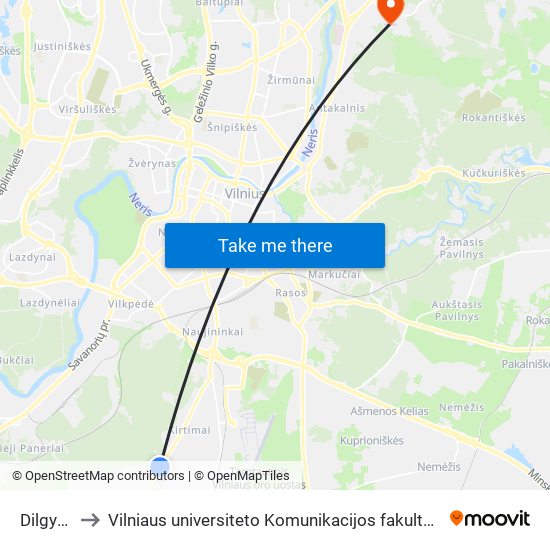 Dilgynė to Vilniaus universiteto Komunikacijos fakultetas map
