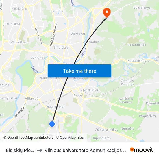 Eišiškių Plentas to Vilniaus universiteto Komunikacijos fakultetas map