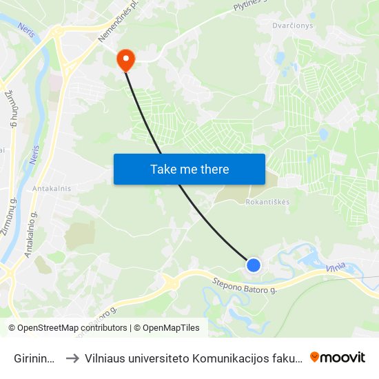 Girininkija to Vilniaus universiteto Komunikacijos fakultetas map