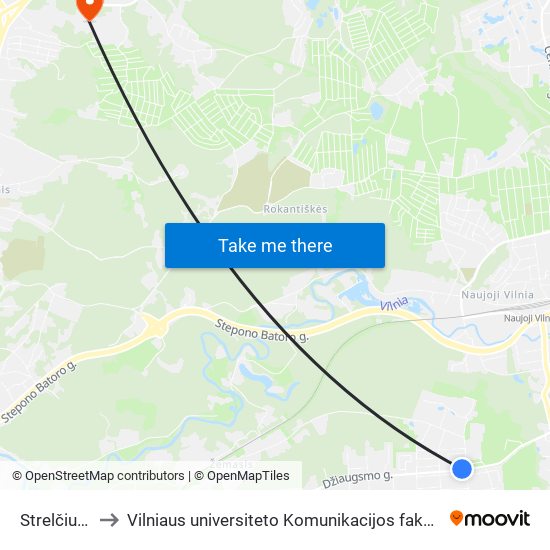 Strelčiukai to Vilniaus universiteto Komunikacijos fakultetas map