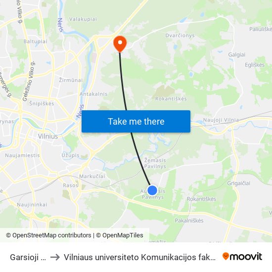 Garsioji St. to Vilniaus universiteto Komunikacijos fakultetas map