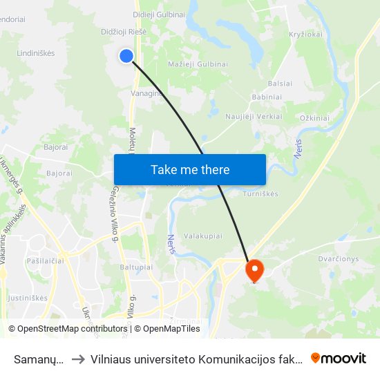 Samanų St. to Vilniaus universiteto Komunikacijos fakultetas map