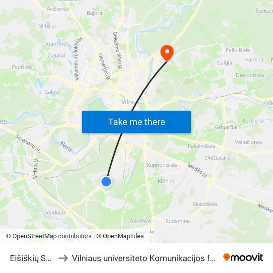 Eišiškių Sodai to Vilniaus universiteto Komunikacijos fakultetas map