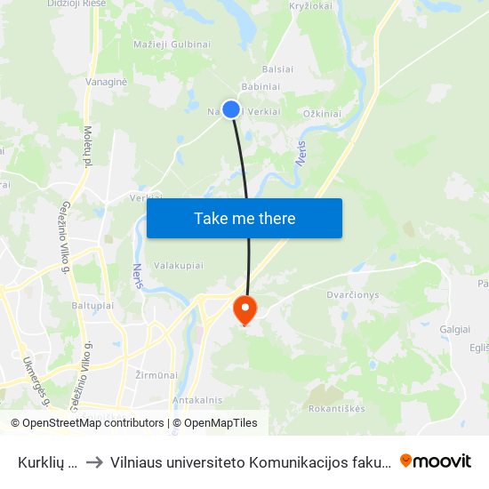 Kurklių St. to Vilniaus universiteto Komunikacijos fakultetas map