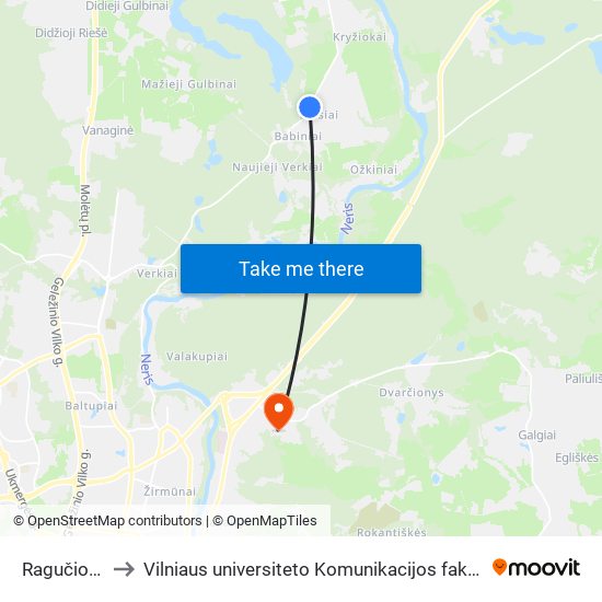 Ragučio St. to Vilniaus universiteto Komunikacijos fakultetas map